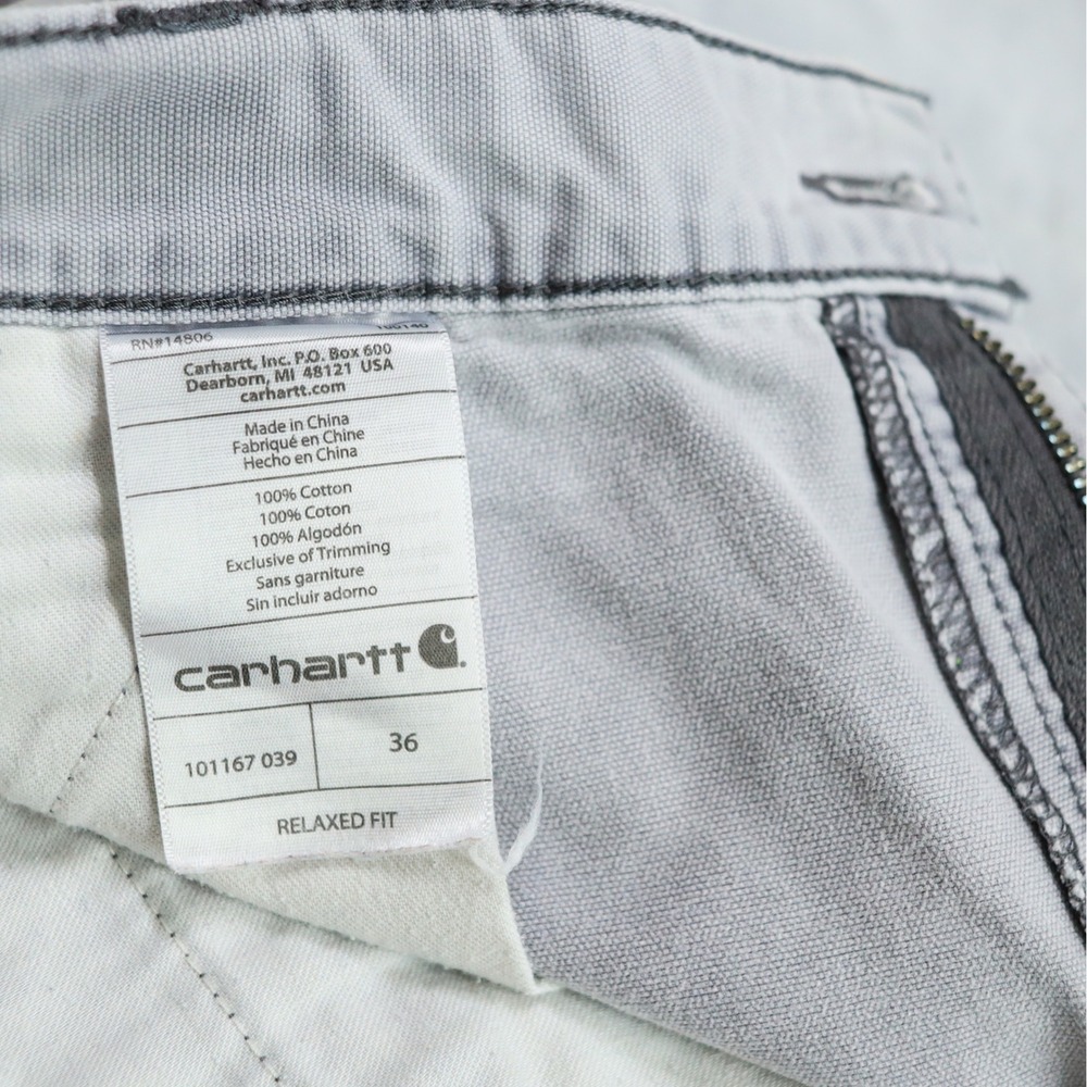 Carhartt Relaxed Fit Shorts Men 36 Grey Cotton Canvas Utility Carpenter Workwear - Picture 5 of 10